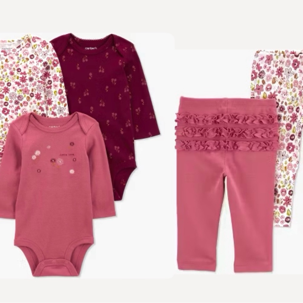 Carter’s | Floral and Solid Baby Bodysuit and Legging Set